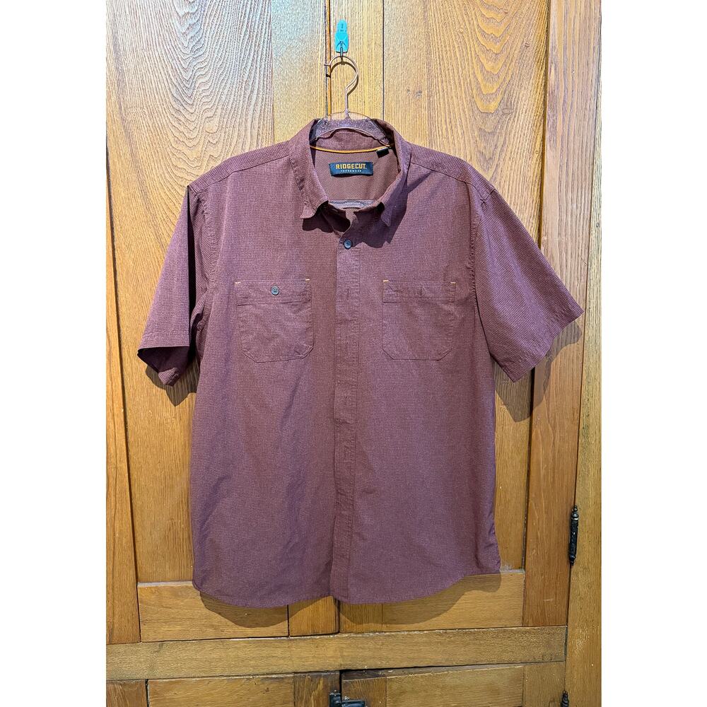 Ridgecut Toughwear Maroon Short Sleeve Work Shirt Mesh Lined L